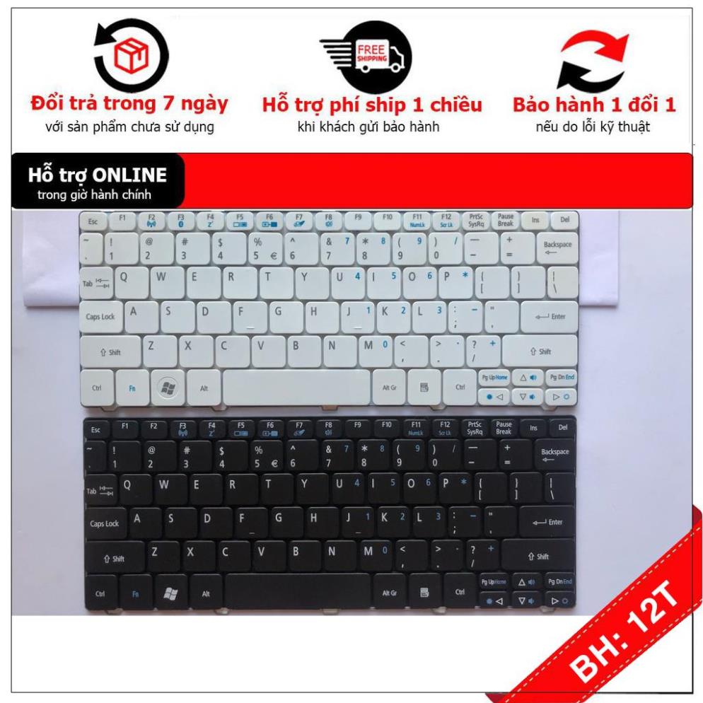 BH 12TH Bàn Phím Cho Acer Aspire One D255 D257 Trắng - Hàng mới 100% Bảo Hành 12 Tháng Toàn Quốc