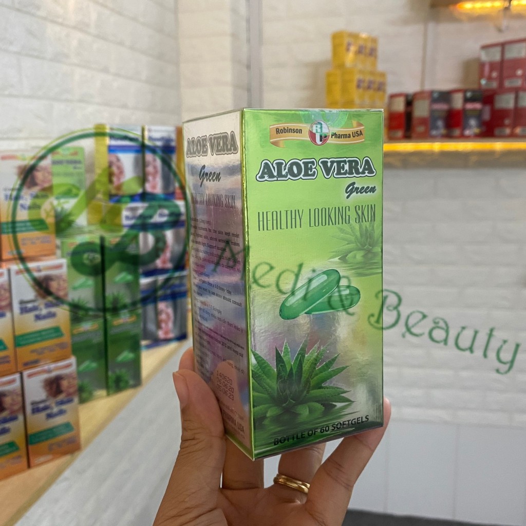 Viên uống dưỡng ẩm da, chống lão hóa và tái tạo da ALOE VERA Green chai 60 viên