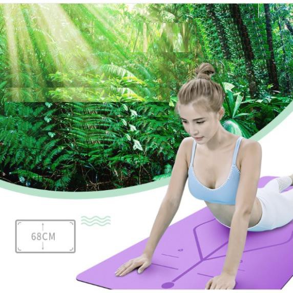 Thảm Tập Yoga Định Tuyến 5mm PU ( tặng túi đựng và chai nước xịt thảm)-Xanh lá