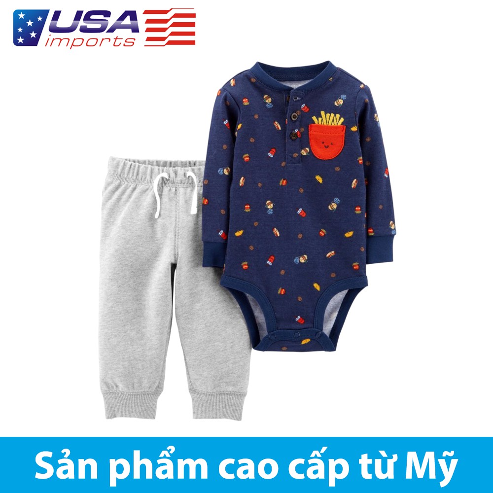 Set 2 bodysuit kèm quần Car-tờ Auth Từ Mỹ (121I552)