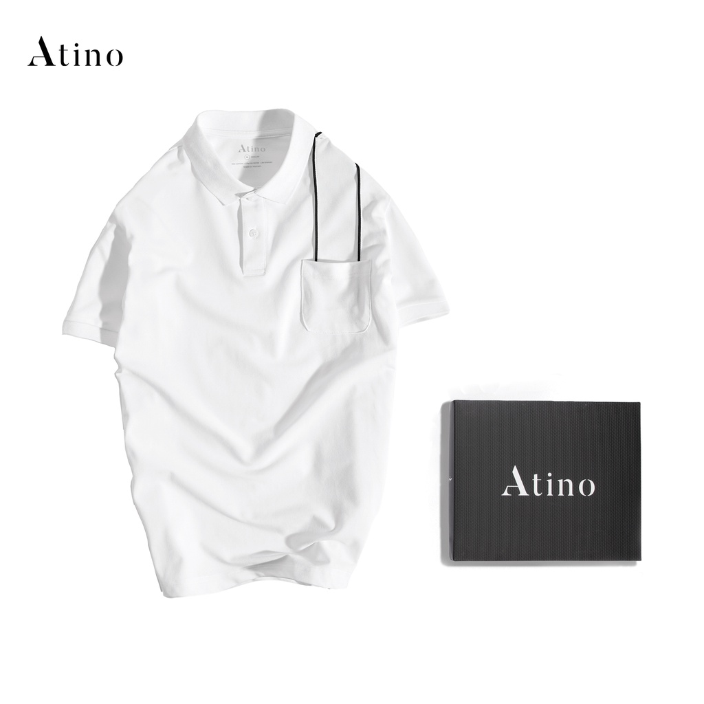 Áo Polo Nam túi ngực POKE ATINO sang trong lịch lãm vải cá sấu Cotton cao cấp chuẩn form APL2111 Trắng | BigBuy360 - bigbuy360.vn