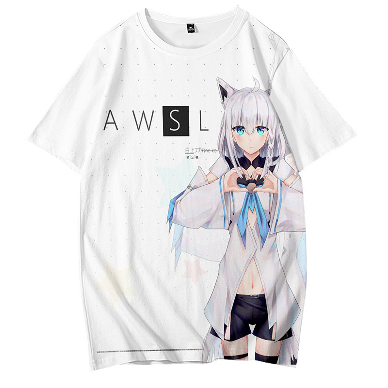 Hololive VTuber FAMS Gamers Shirakami Fubuki T-shirts 3D Printed Short Sleeve Tops