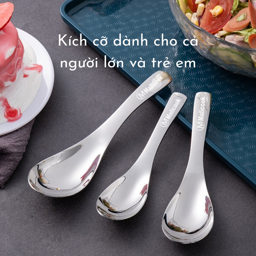 Thìa ăn phở, súp inox 304 Malicook  phong cách Châu Âu sang trọng cao cấp