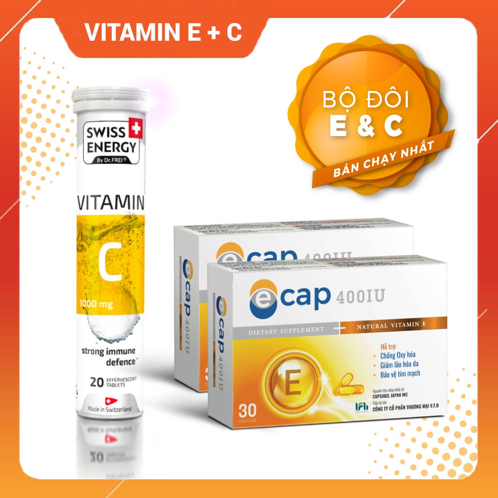 [Combo] Vitamin E kết hợp Vitamin C Chăm Sóc Da Toàn Diện