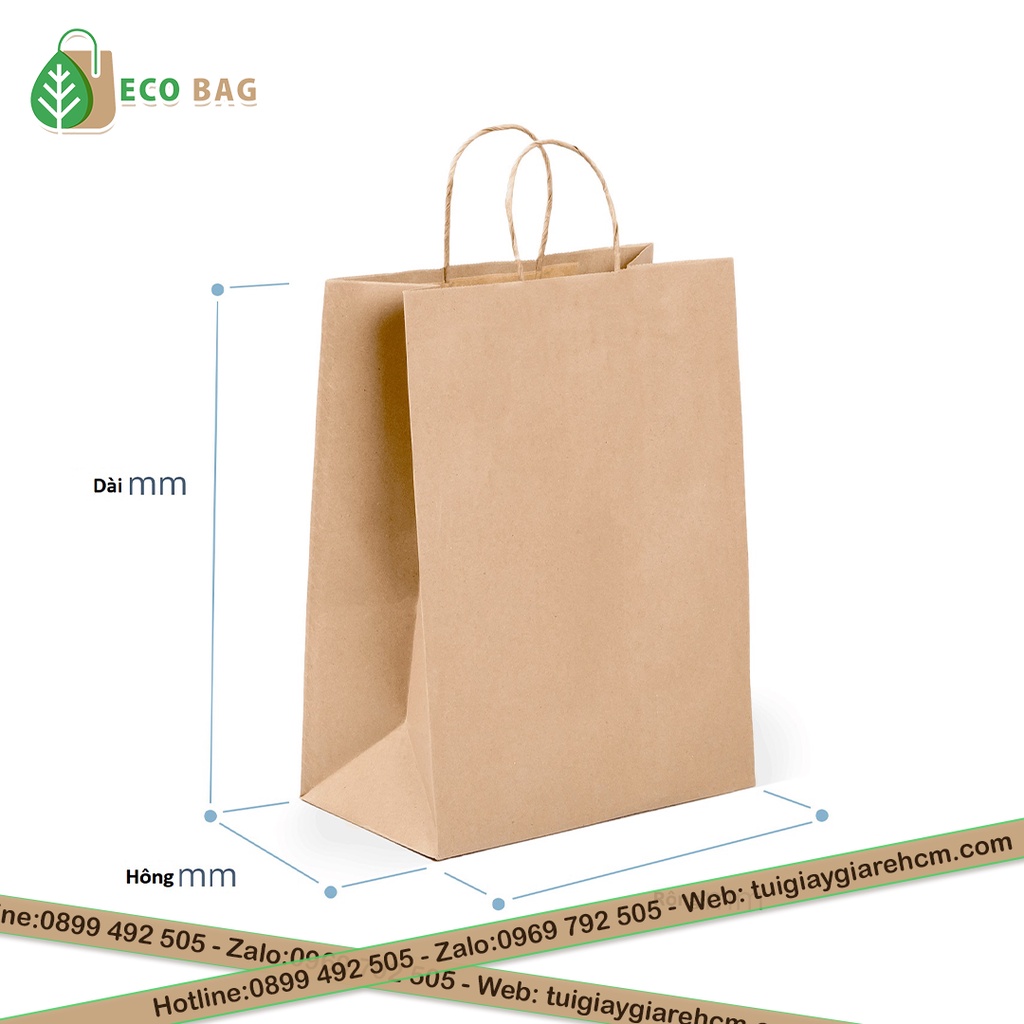 Túi Giấy Kraft Nâu, túi giấy xi măng (có quai) định lượng 80G