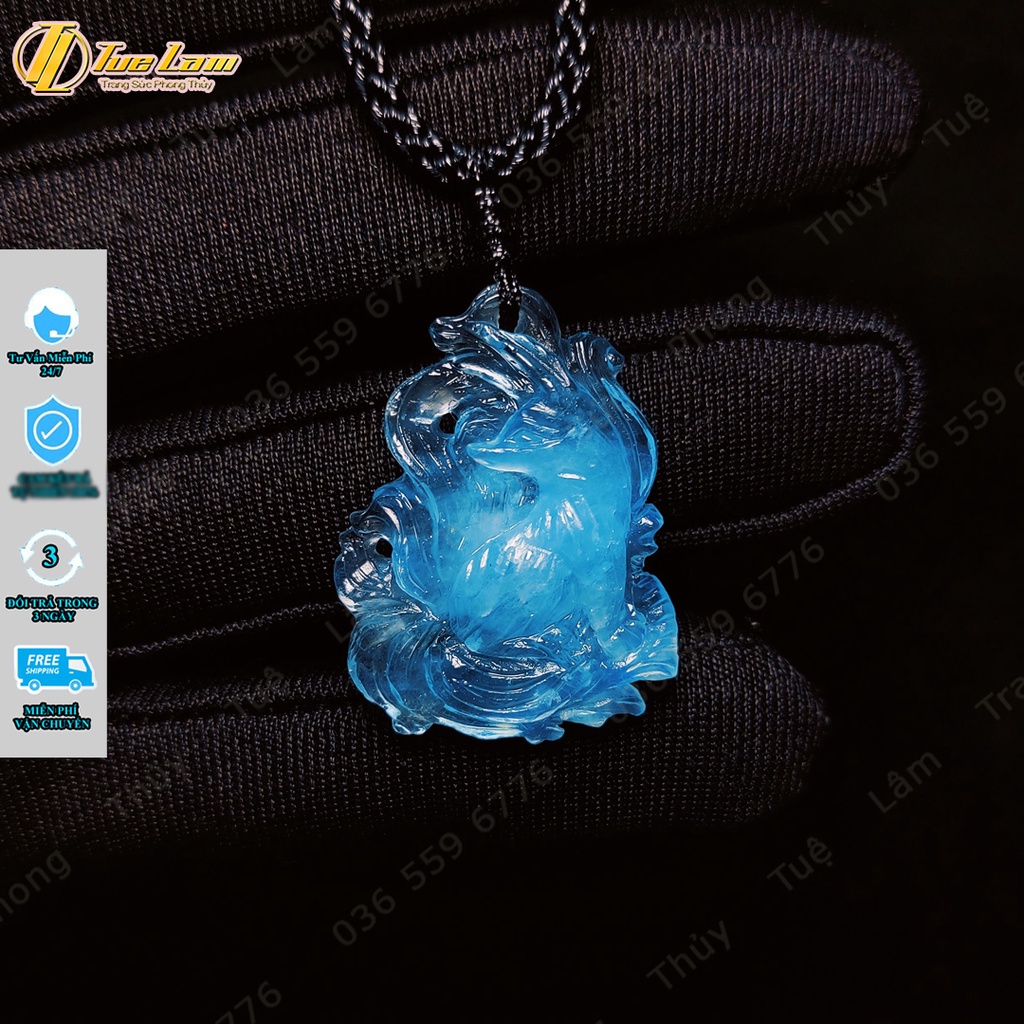 Dây chuyền nữ hồ ly chúa aquamarine dáng đuôi thủng hợp mệnh thủy mộc, trợ duyên may mắn - Tuệ Lâm
