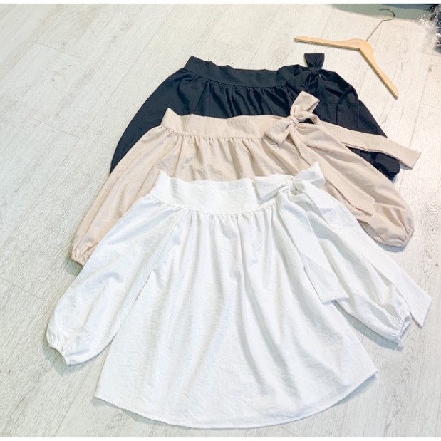 [1hittop] áo trễ vai nơ 3 màu , áo babydoll kiểu hót A290