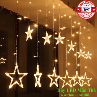 Dây đèn Led thả Màn thả mành 10 / 12 Ngôi Sao nhấp nháy trang trí Gia Đình, Quán, Noel, ... Chúc Mừng Năm Mới tết 2023