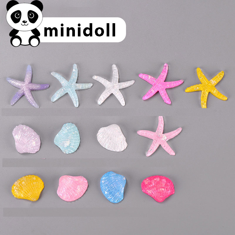 Charm Slime squishy Combo 04 Mô hình sao biển và sò nhiều màu sắc trang trí tiểu cảnh minidoll