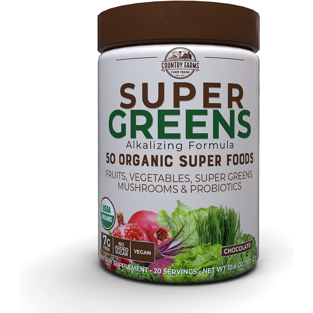 Hỗn hợp 50 siêu thực phẩm hữu cơ Country Farms Super Greens 300g