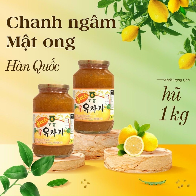 Một hũ Mật ong ngâm chanh đào/gừng Hàn Quốc - hũ 1 kg