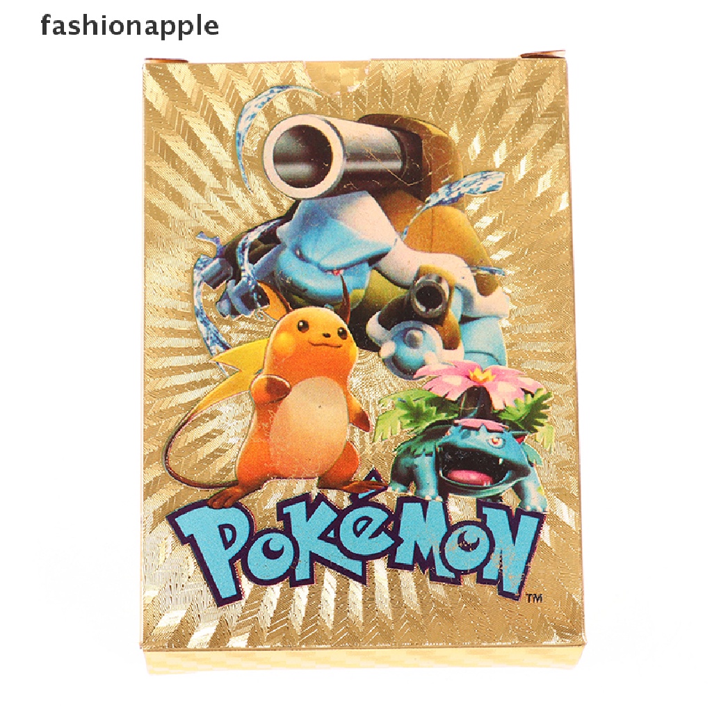 Bộ 54 Thẻ Bài Pokemon Kim Loại Màu Vàng Kim Vmax GX