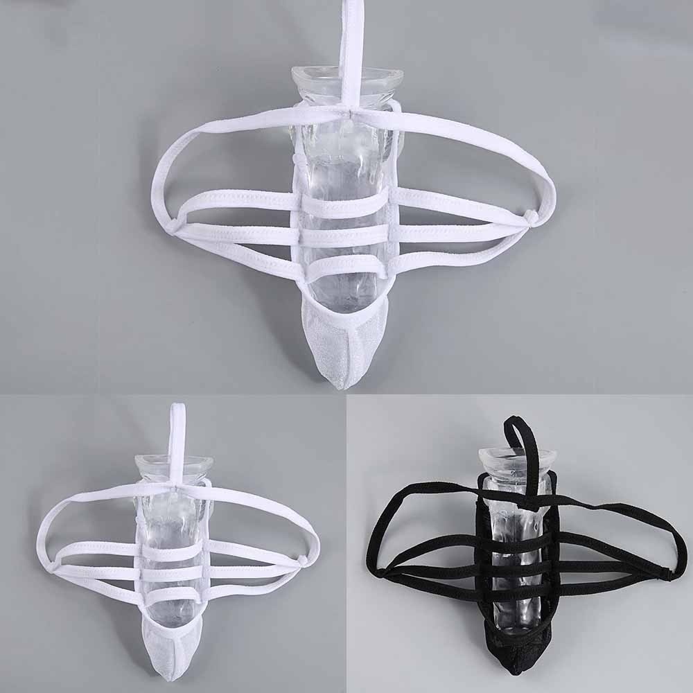 BLURVER~Men Briefs Jockstrap Lace-Up Lingerie Low-Rise Trunks Underpants Breathable