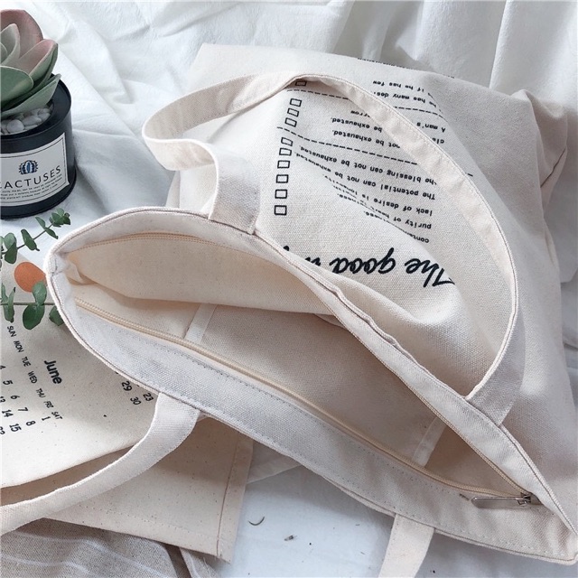 Túi Tote Vải Canvas Đeo Vai đựng đồ cỡ lớn đi học đi chơi The Goodlife