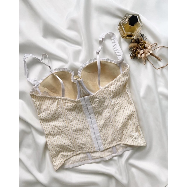 Áo corset sọc vàng trắng 2hand