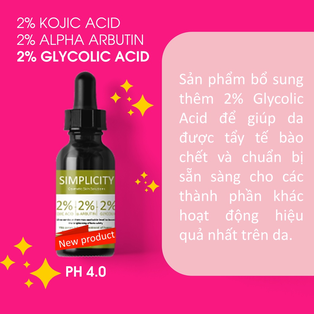 Tinh chất trắng da mờ thâm 3% Alpha Arbutin 3% Kojic Acid Simplicity
