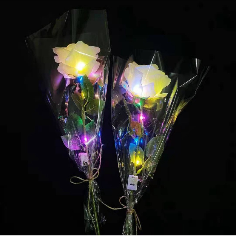 1 bó hoa hồng giả có đèn LED nhiều màu