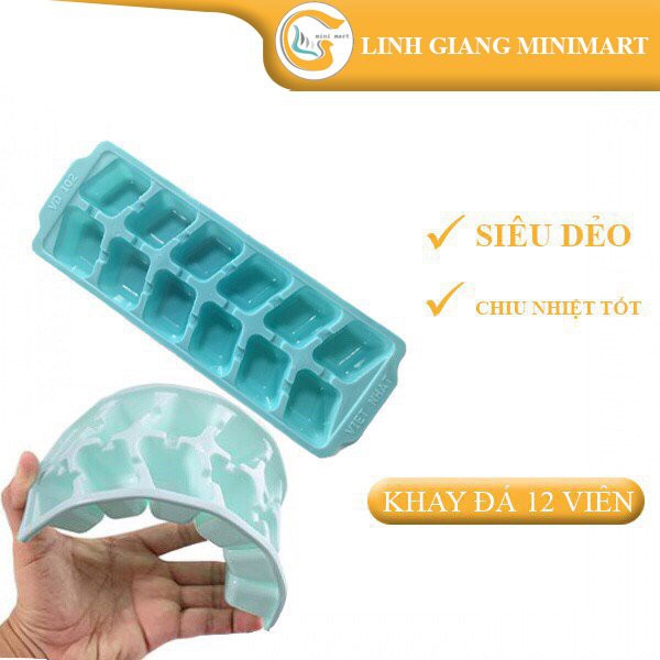 Khay làm đá 12 viên nhựa Việt nhật Khay đá dẻo dễ lấy
