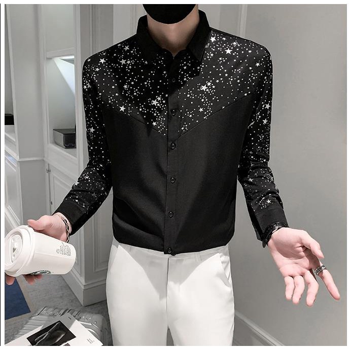 Áo sơ mi, áo sơ mi in sao  đẳng cấp,tạo điểm nhấn cuốn hút, hàng thiết kế cao cấp H59