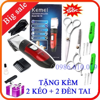 Tông đơ cắt tóc Kemei KM-730 sạc điện, tặng Kéo cắt tóc , tặng đèn