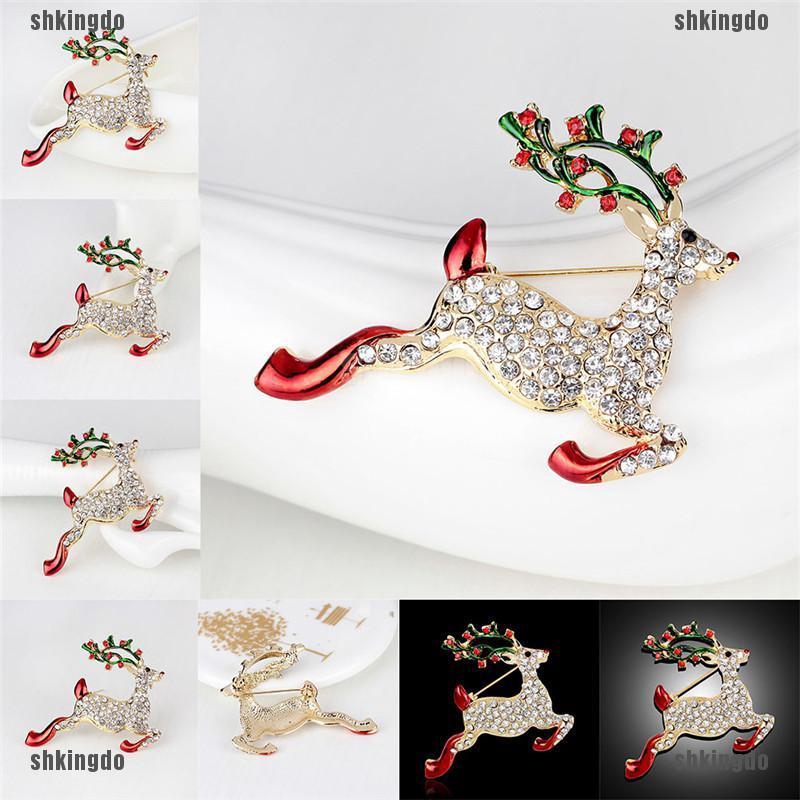 Trâm cài áo trang trí hình tuần lộc giáng sinh đính đá độc đáo