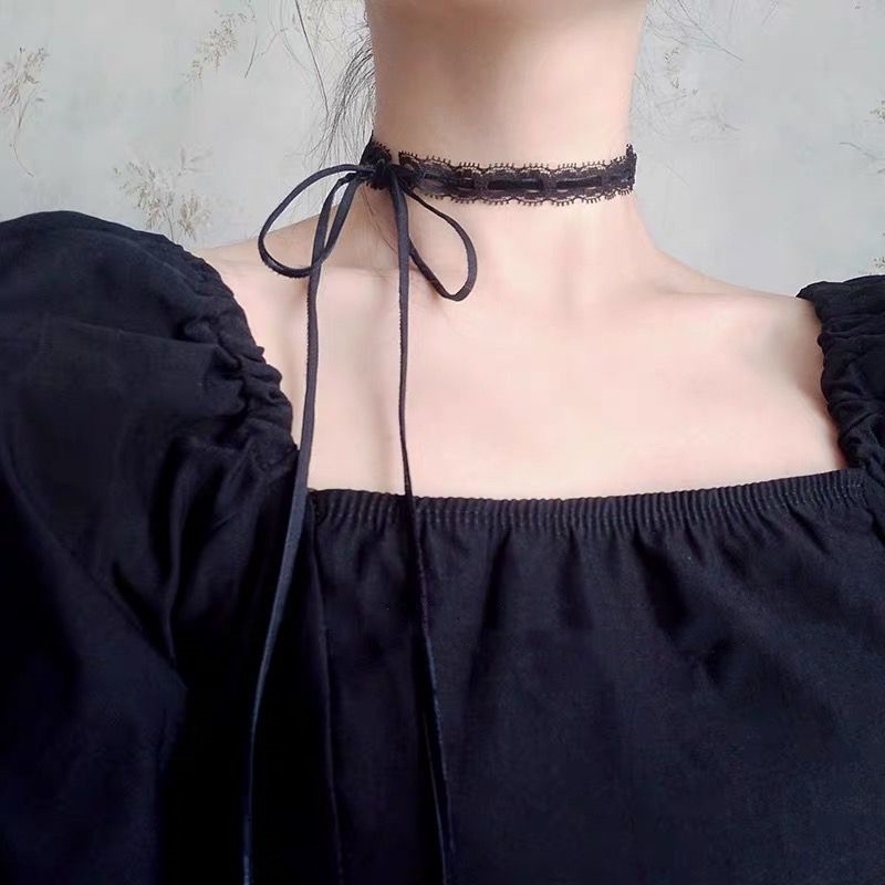 【JIHE】Vòng Cổ Choker Phối Ren Hình Lông Mi Thời Trang Nhật Hàn