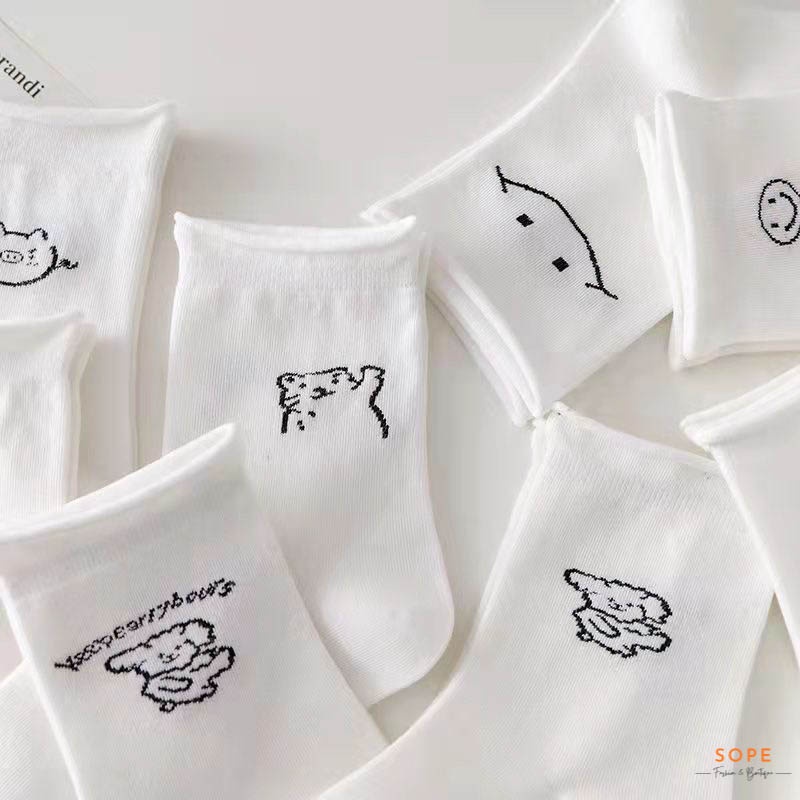 Tất vớ cổ cao nữ họa tiết dễ thương, chất liệu vải co giãn bốn chiều - Sope Shop