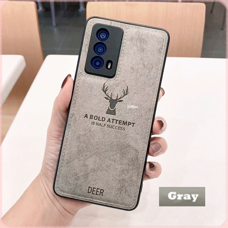 Casing Vivo V2027 V2029 V2026 V2032 V2043 1901 1902 1903 1904 1906 1907 1920 Phone Case 1814 Y1S 1820 1811 1816 1817 1807 1810 Vintage Fabric Deer Cloth Protective Soft Back Cover