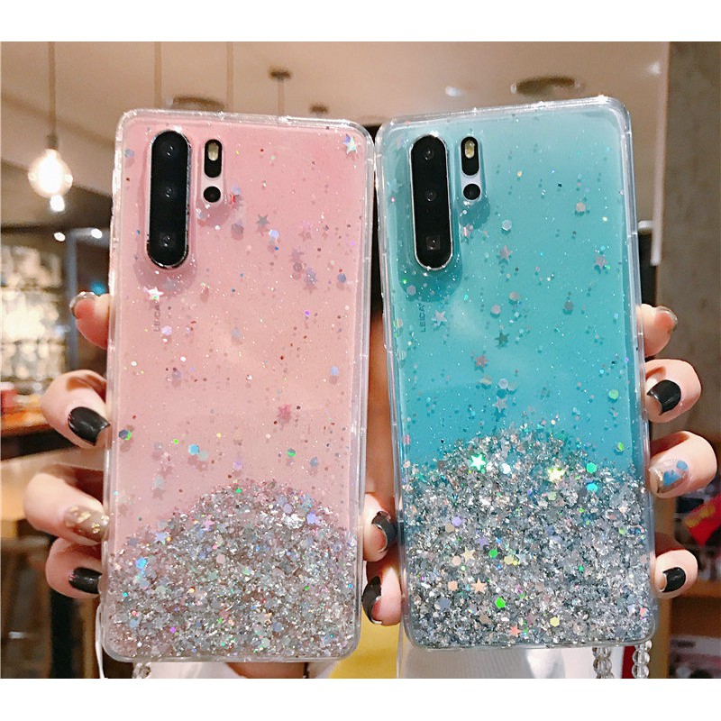 Case OPPO A15 Realme X7 C15 6 5 3 Pro C2 C11 X50 A1K K1 K3 K5 A31 A5 A9 A53 2020 Bling Glitter Stars Sequins Silicone Phone Case