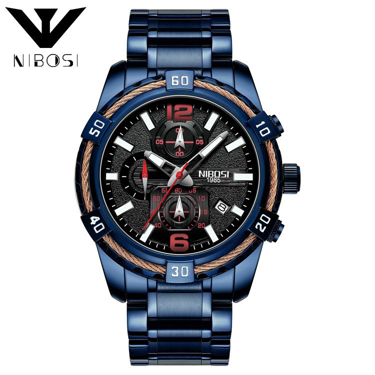 [ xả kho ] Đồng hồ nam Nibosi 2335 dây thép cao cấp đầy mạnh mẽ nam tính