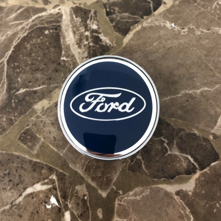 Logo chụp mâm bánh xe ô tô, xe hơi Ford FORD - 60MM: Mầu Bạc và Xanh Tím Than