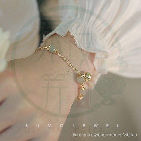 Vòng tay ngọc bích trong suốt cá tính phong cách retro cá tính cho nữ sinh