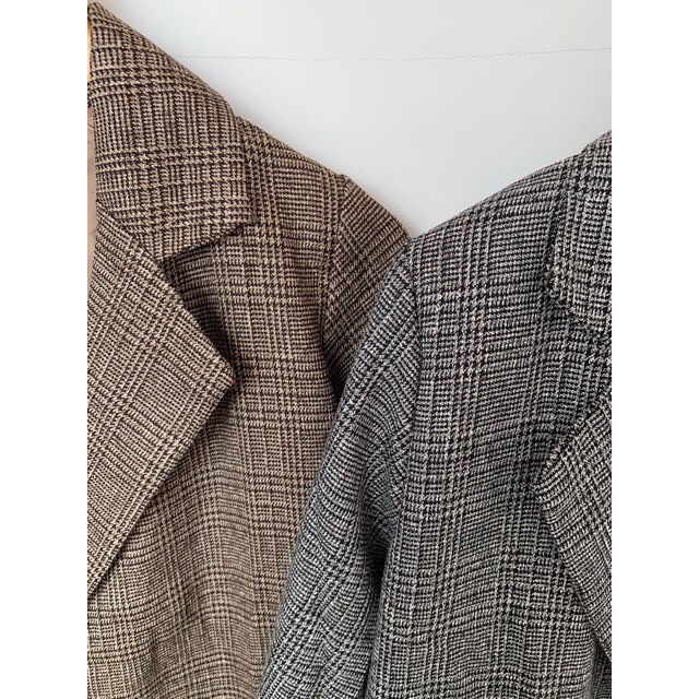 Áo khoác blazer túi hộp kẻ 2 màu Lucy Outfit thiết kế Áo vest kẻ nâu kẻ xám hottrend Hàn Quốc | BigBuy360 - bigbuy360.vn