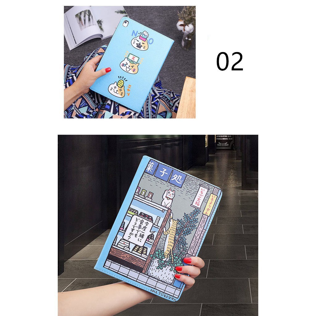 Bao da máy tính bảng nắp lật in hình mèo dễ thương cho IPad 9.7 Air2 Mini 234 2017/2018