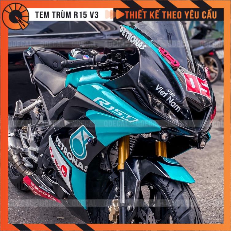 Tem trùm R15V3 Petronas Xanh Đen thiết kế theo yêu cầu in ấn decal 3 lớp