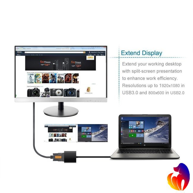 Blackhole Dây cáp chuyển đổi USB3.0 sang VGA tiện dụng dành cho PC / laptop