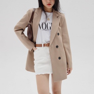 𝐌𝐈𝐀 𝐑𝐈𝐓𝐓𝐀💗 Áo blazer nâu dài 6 khuy Mia💖 Áo vest nữ nâu tây thời trang A1798