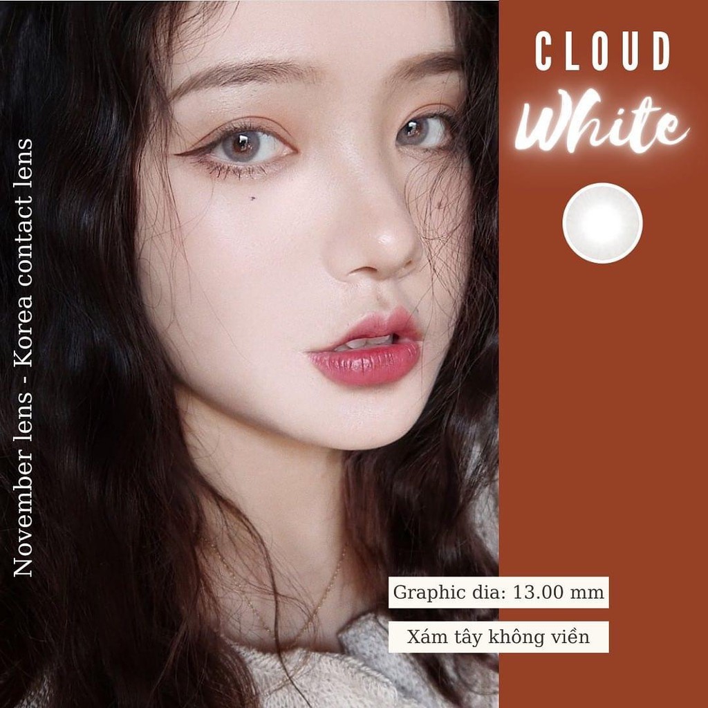 Kính áp tròng Cloud White Hàn Quốc màu xám tây không viền