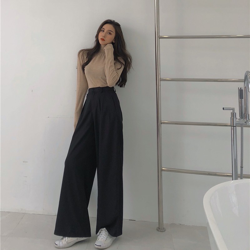 [ẢNH THẬT] Quần ống suông chất đẹp Ulzzang / quần ống rộng cạp cao form dài culottes xếp ly