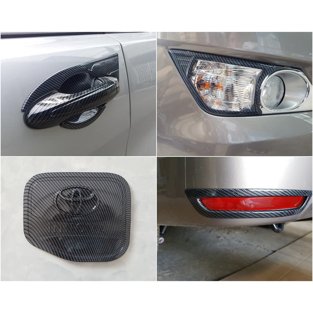 Ốp trang trí tay hõm Innova 2016-2023 mạ Crom, Đen nhám, Carbon