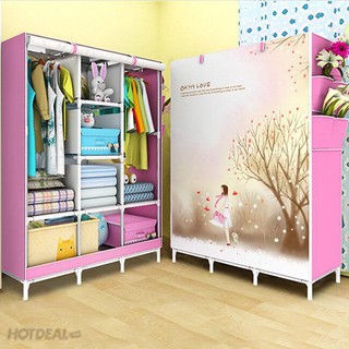 TỦ VẢI QUẦN ÁO CAO CẤP KIỂU DÁNG 3D 3 BUỒNG 8 NGĂN - Khuyến Mại