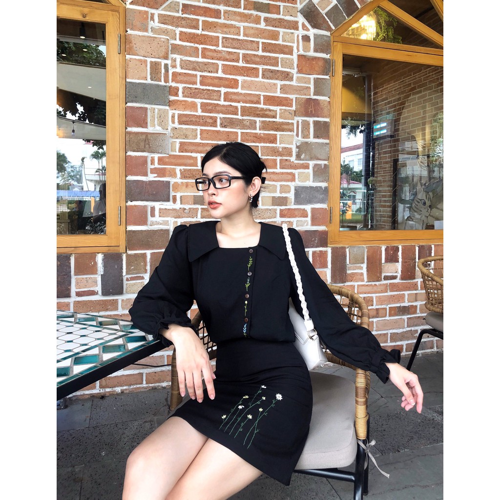 TIELA Chân váy thêu hoa cúc