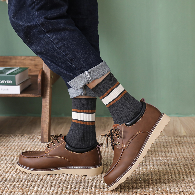 Vớ vải cotton mỏng thoáng khí họa tiết kẻ sọc phong cách doanh nhân dành cho nam