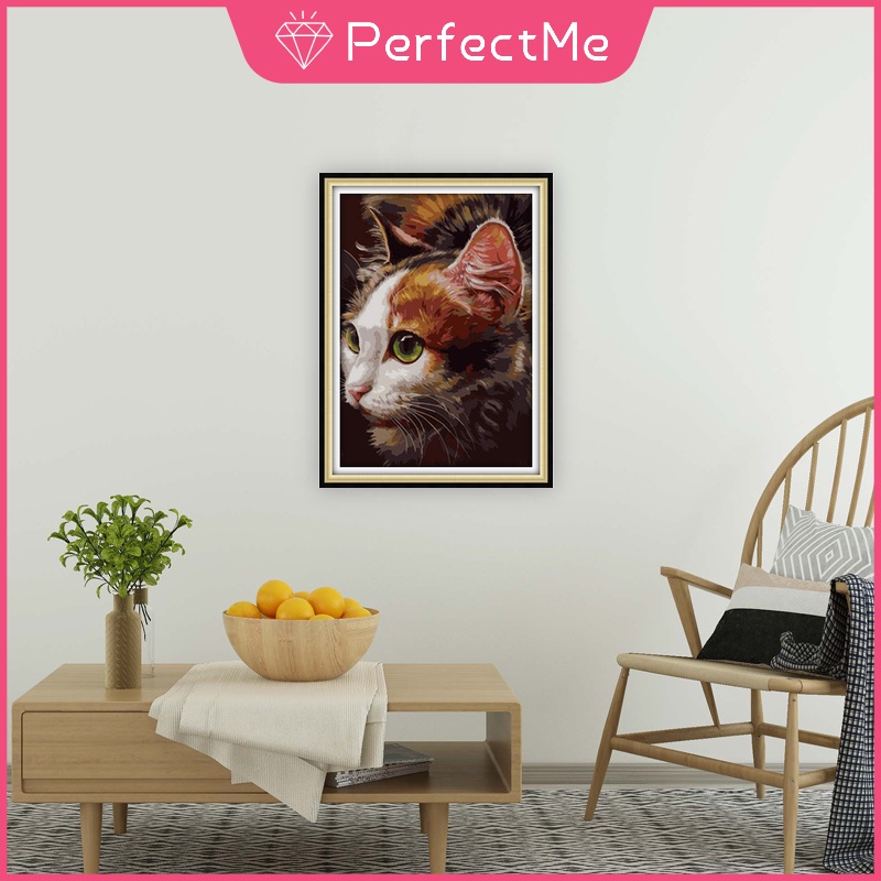 Bộ tranh đính đá 5D họa tiết chú mèo dễ thương độc đáo kích thước 30×40cm dùng trang trí