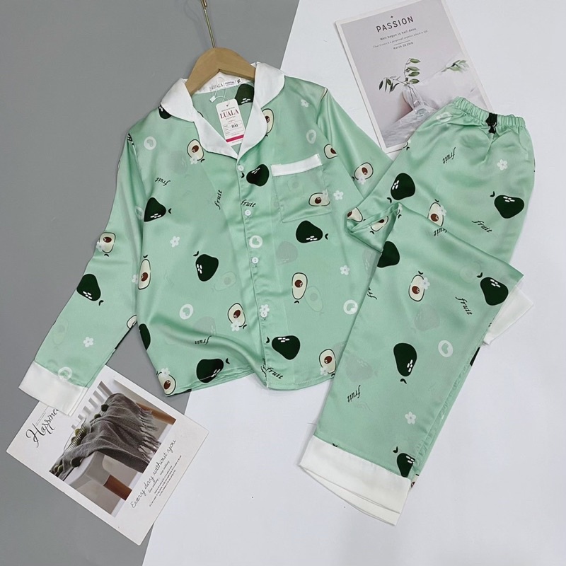 Bộ mặc nhà áo dài quần dài hoạ tiết xinh, chất đũi mềm mát không nhăn, đủ size