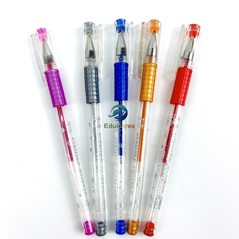 Hộp 12 Bút nhũ kim tuyến viết ghi thiệp Scented Glitter - 5 màu lung linh Bạc, Cam, Xanh dương, Đỏ, Hồng