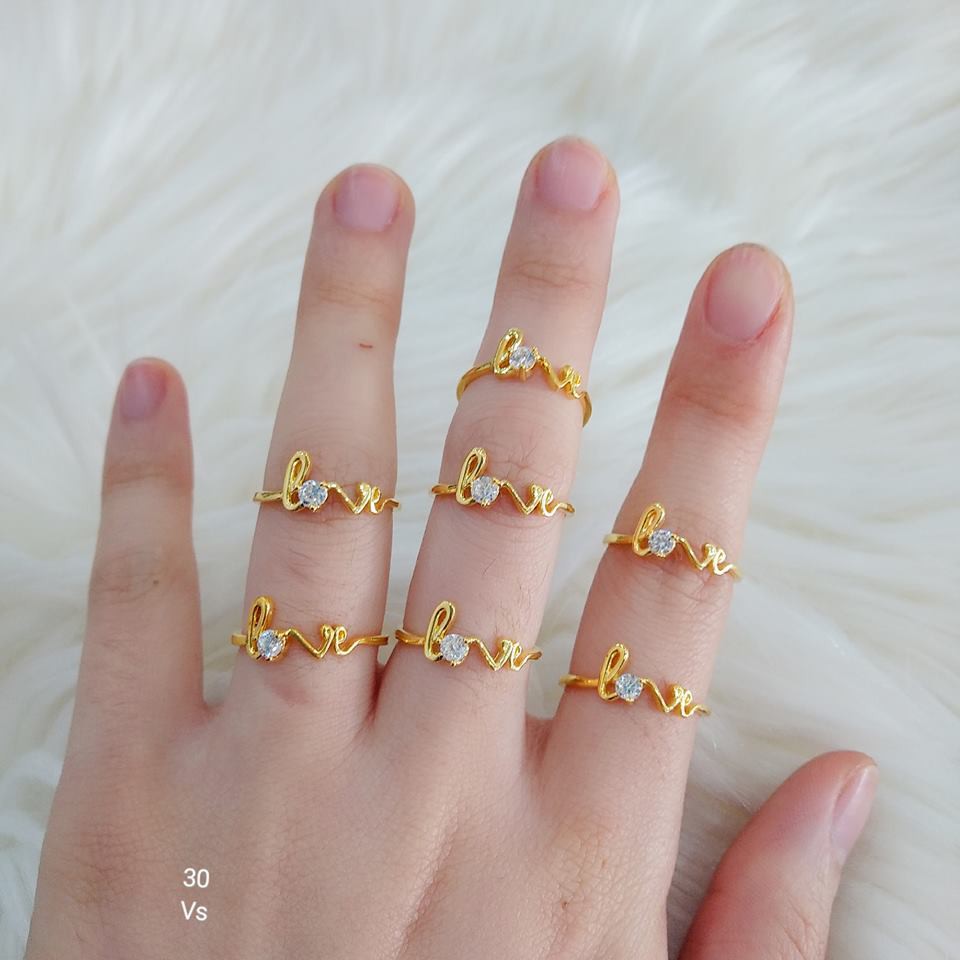 Nhẫn chữ love vàng có hóa đơn bảo hành, vàng bạc an chi
