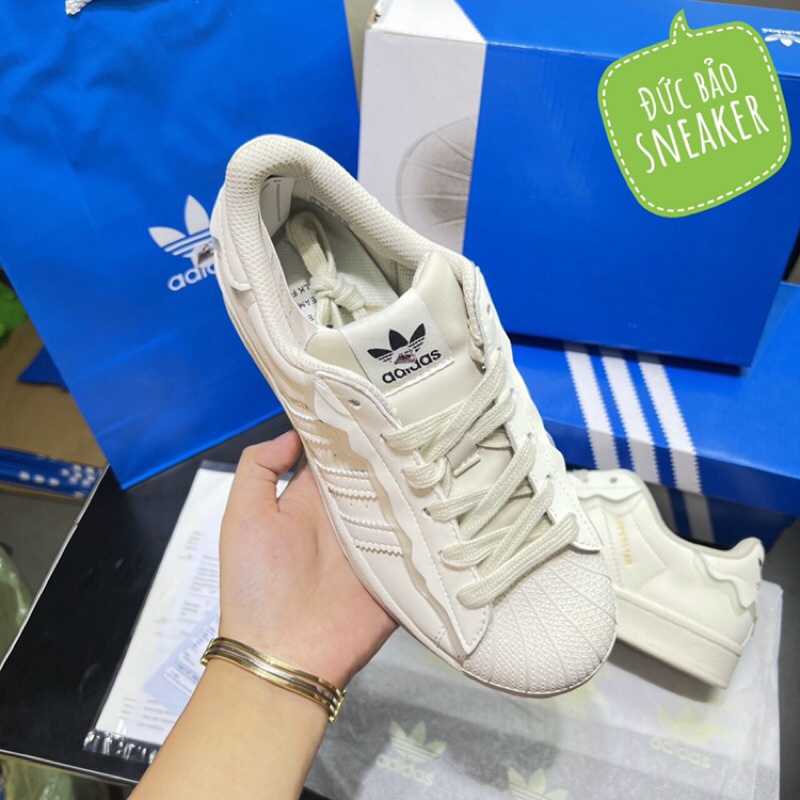 Giày adidas sò kem siêu cấp . Giay sneaker buộc dây nam nữ full hộp