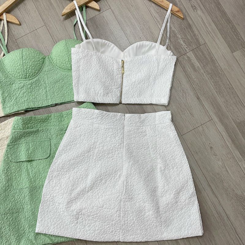 Set bộ 2 dây cúp ngực + Chân váy chữ A túi đắp