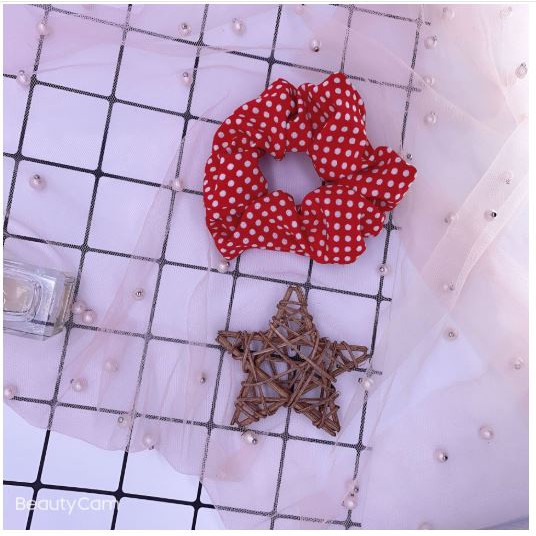 Dây Cột Tóc, Buộc Tóc Vải Scrunchies Chấm Bi dễ thương HOT (TH Bi TH003P)